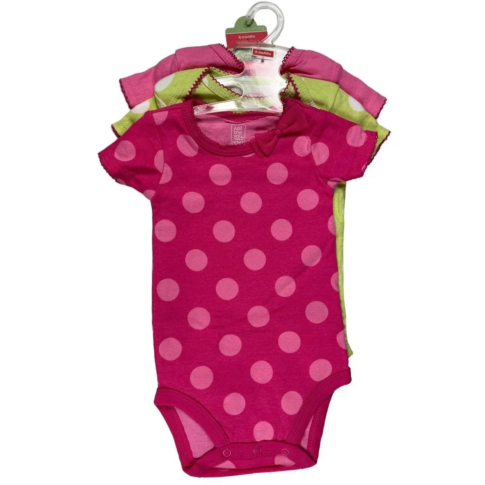 Carters Baby Girl 3-Pack Bodysuit 6-Month Short Sleeve Snap Close NWT